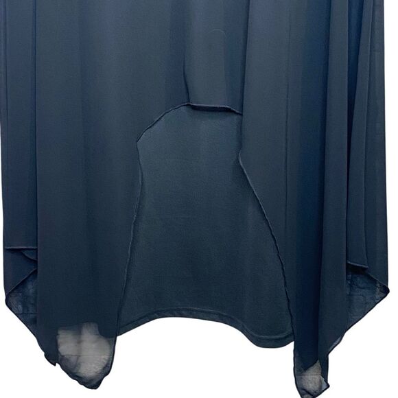 Formal Lacy Black Midi Dress Flowy Hem 3-4 Sleeve Round Neckline Womens Size 2X - Picture 4 of 8